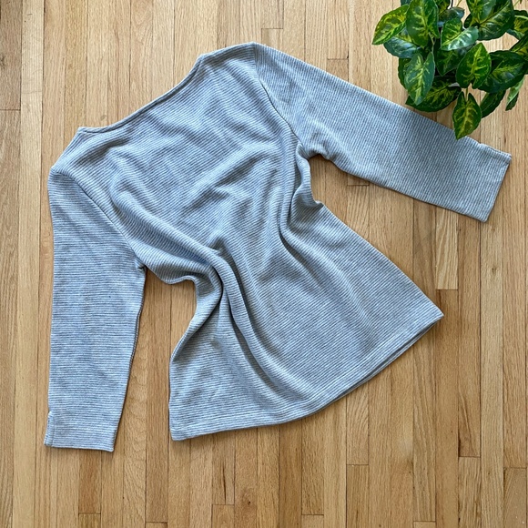 NWT Talbots Embellished Crewneck Fair Isle Gray Pinstripe 3/4 Sleeve Top Size M - Picture 8 of 8